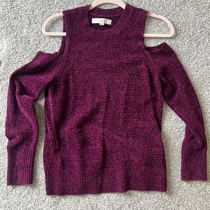 Loft cold shoulder chenille top